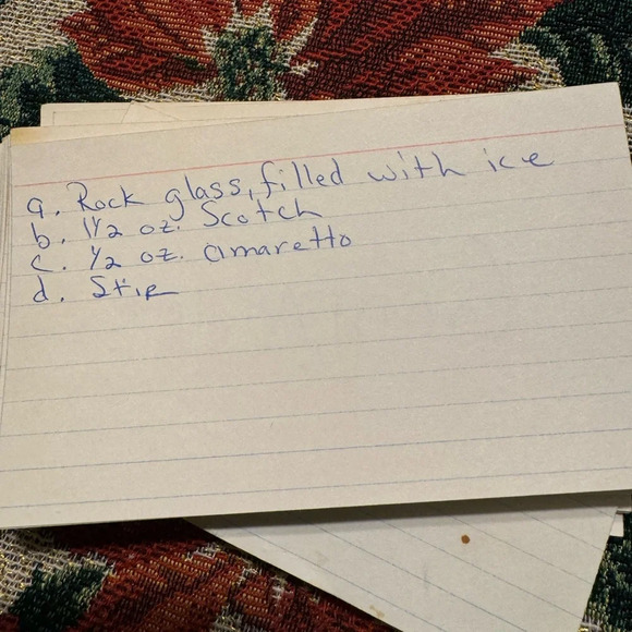 Vintage Handwritten Recipe Card for Cocktails - Picture 4 of 5